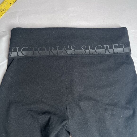 Pink Victoria's Secret Yoga Pants Leggings Women XS Black Fold Over Waist - Picture 8 of 8